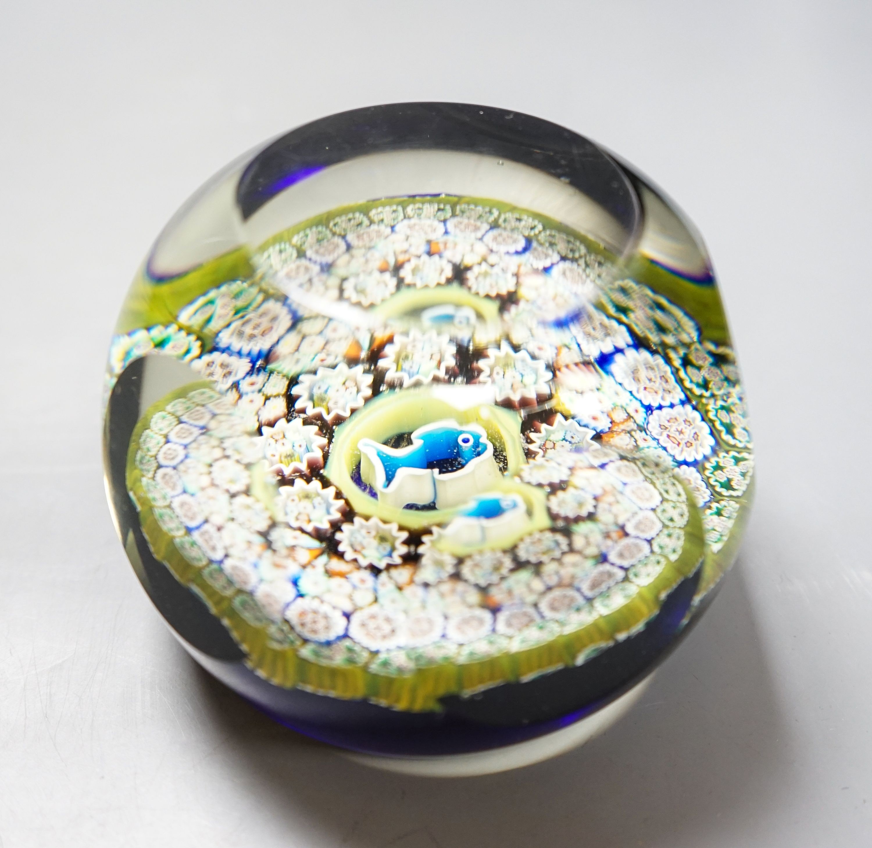 A large faceted millefiori glass paperweight possibly Perthshire, 9cm